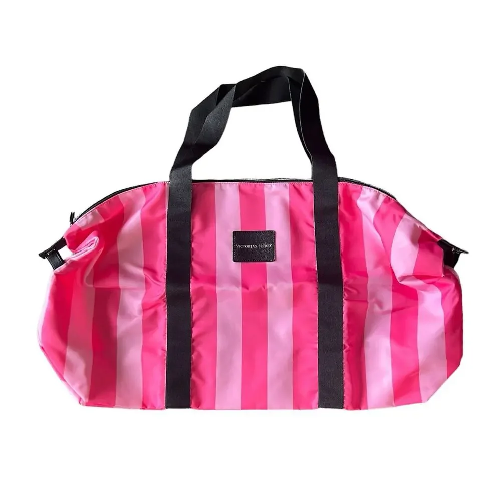 Victoria Secret Signature Stripes Duffle Weekender Gym Bag‎